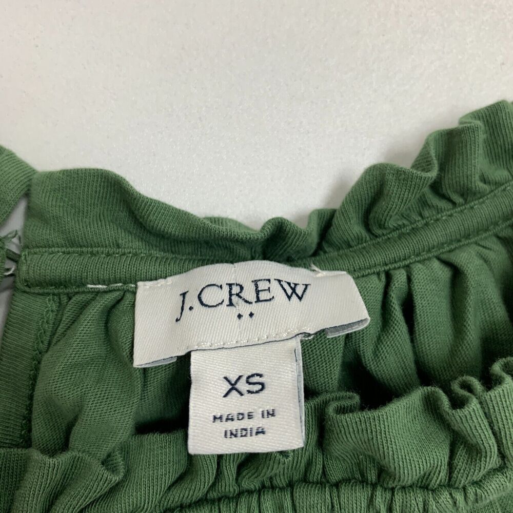 J Crew Circle Smocked Tee Womens XS Extra Small Avocado Keyhole Short Sleeve - Picture 7 of 12